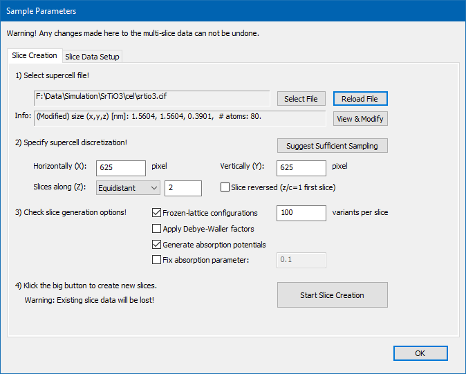 Dr. Probe GUI - sample setup